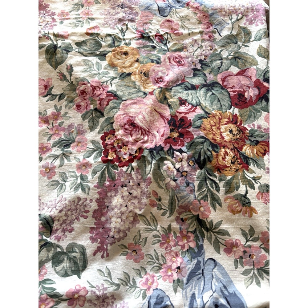Vintage Ralph Lauren Southampton Queen Flat Sheet 1980s Beach House Floral